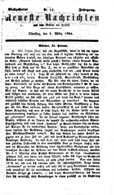 Neueste Nachrichten aus dem Gebiete der Politik (Münchner neueste Nachrichten) Dienstag 1. März 1864