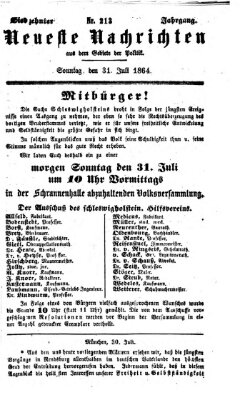 Neueste Nachrichten aus dem Gebiete der Politik (Münchner neueste Nachrichten) Sonntag 31. Juli 1864