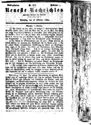 Neueste Nachrichten aus dem Gebiete der Politik (Münchner neueste Nachrichten) Sonntag 2. Oktober 1864