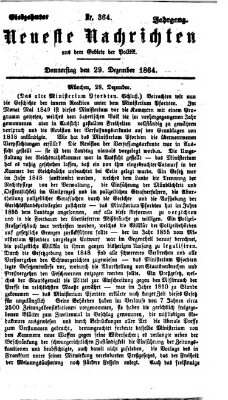 Neueste Nachrichten aus dem Gebiete der Politik (Münchner neueste Nachrichten) Donnerstag 29. Dezember 1864