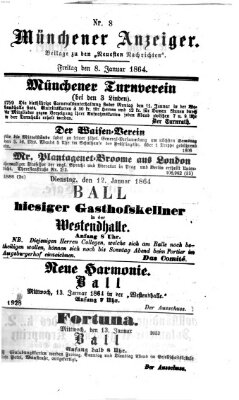 Münchener Anzeiger (Münchner neueste Nachrichten) Freitag 8. Januar 1864