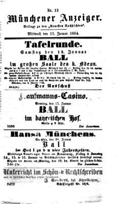 Münchener Anzeiger (Münchner neueste Nachrichten) Mittwoch 13. Januar 1864