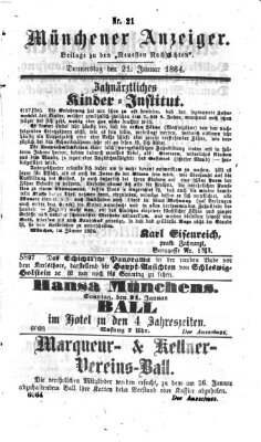 Münchener Anzeiger (Münchner neueste Nachrichten) Donnerstag 21. Januar 1864