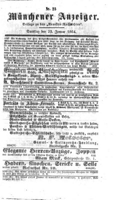 Münchener Anzeiger (Münchner neueste Nachrichten) Samstag 23. Januar 1864