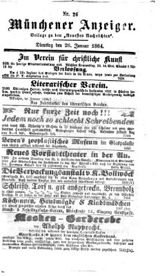 Münchener Anzeiger (Münchner neueste Nachrichten) Dienstag 26. Januar 1864