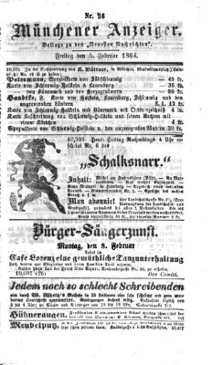 Münchener Anzeiger (Münchner neueste Nachrichten) Freitag 5. Februar 1864