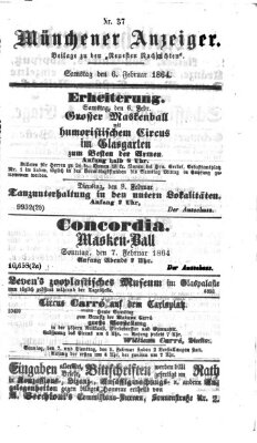 Münchener Anzeiger (Münchner neueste Nachrichten) Samstag 6. Februar 1864