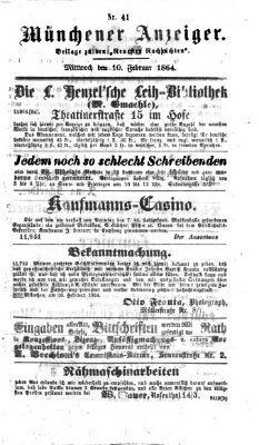 Münchener Anzeiger (Münchner neueste Nachrichten) Mittwoch 10. Februar 1864