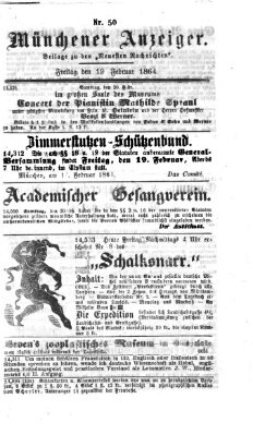 Münchener Anzeiger (Münchner neueste Nachrichten) Freitag 19. Februar 1864