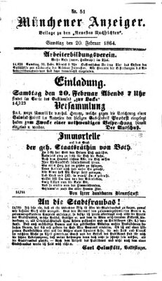 Münchener Anzeiger (Münchner neueste Nachrichten) Samstag 20. Februar 1864