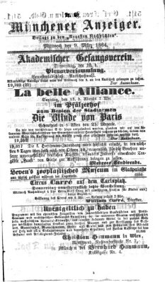 Münchener Anzeiger (Münchner neueste Nachrichten) Mittwoch 9. März 1864