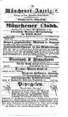 Münchener Anzeiger (Münchner neueste Nachrichten) Samstag 26. März 1864