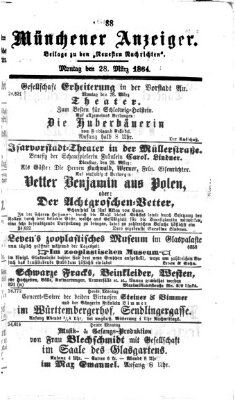 Münchener Anzeiger (Münchner neueste Nachrichten) Montag 28. März 1864