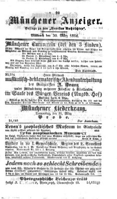 Münchener Anzeiger (Münchner neueste Nachrichten) Mittwoch 30. März 1864