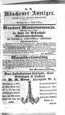 Münchener Anzeiger (Münchner neueste Nachrichten) Sonntag 3. April 1864