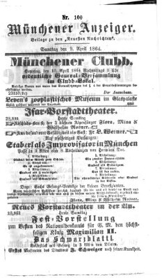 Münchener Anzeiger (Münchner neueste Nachrichten) Samstag 9. April 1864