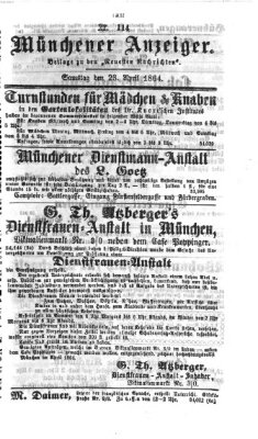 Münchener Anzeiger (Münchner neueste Nachrichten) Samstag 23. April 1864