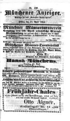 Münchener Anzeiger (Münchner neueste Nachrichten) Freitag 29. April 1864