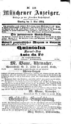 Münchener Anzeiger (Münchner neueste Nachrichten) Dienstag 3. Mai 1864