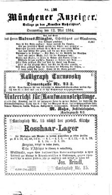 Münchener Anzeiger (Münchner neueste Nachrichten) Donnerstag 12. Mai 1864