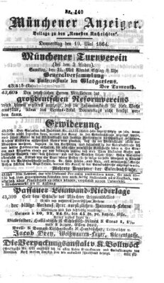 Münchener Anzeiger (Münchner neueste Nachrichten) Donnerstag 19. Mai 1864