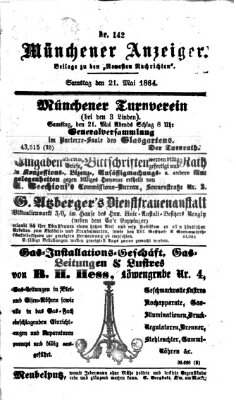 Münchener Anzeiger (Münchner neueste Nachrichten) Samstag 21. Mai 1864