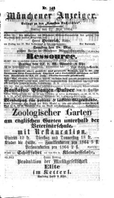 Münchener Anzeiger (Münchner neueste Nachrichten) Freitag 27. Mai 1864