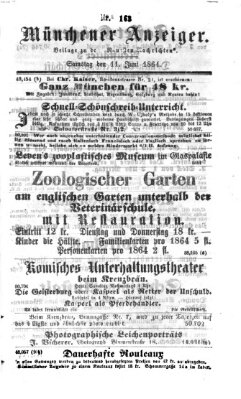 Münchener Anzeiger (Münchner neueste Nachrichten) Samstag 11. Juni 1864