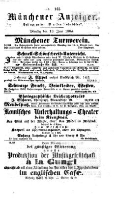 Münchener Anzeiger (Münchner neueste Nachrichten) Montag 13. Juni 1864