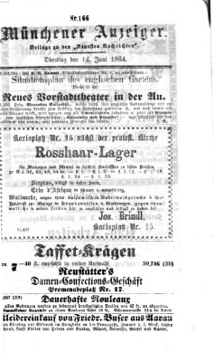 Münchener Anzeiger (Münchner neueste Nachrichten) Dienstag 14. Juni 1864