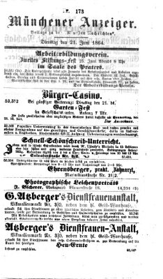 Münchener Anzeiger (Münchner neueste Nachrichten) Dienstag 21. Juni 1864