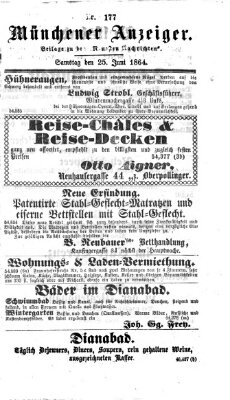 Münchener Anzeiger (Münchner neueste Nachrichten) Samstag 25. Juni 1864