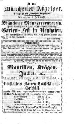 Münchener Anzeiger (Münchner neueste Nachrichten) Mittwoch 6. Juli 1864