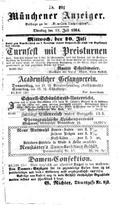 Münchener Anzeiger (Münchner neueste Nachrichten) Dienstag 19. Juli 1864