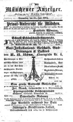 Münchener Anzeiger (Münchner neueste Nachrichten) Donnerstag 21. Juli 1864