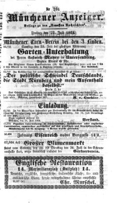 Münchener Anzeiger (Münchner neueste Nachrichten) Freitag 22. Juli 1864