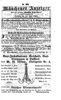 Münchener Anzeiger (Münchner neueste Nachrichten) Sonntag 24. Juli 1864