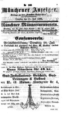 Münchener Anzeiger (Münchner neueste Nachrichten) Dienstag 26. Juli 1864