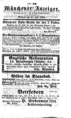 Münchener Anzeiger (Münchner neueste Nachrichten) Mittwoch 27. Juli 1864