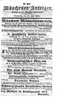 Münchener Anzeiger (Münchner neueste Nachrichten) Donnerstag 28. Juli 1864