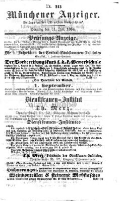 Münchener Anzeiger (Münchner neueste Nachrichten) Sonntag 31. Juli 1864