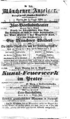 Münchener Anzeiger (Münchner neueste Nachrichten) Montag 1. August 1864