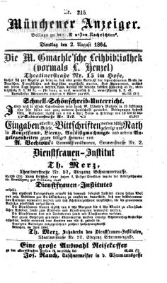 Münchener Anzeiger (Münchner neueste Nachrichten) Dienstag 2. August 1864