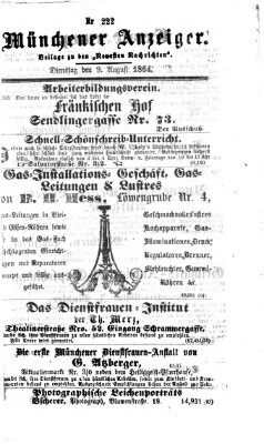 Münchener Anzeiger (Münchner neueste Nachrichten) Dienstag 9. August 1864