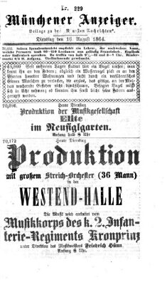 Münchener Anzeiger (Münchner neueste Nachrichten) Dienstag 16. August 1864