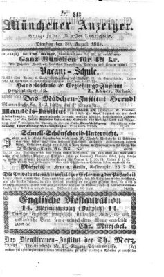 Münchener Anzeiger (Münchner neueste Nachrichten) Dienstag 30. August 1864