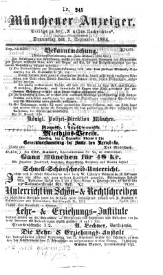 Münchener Anzeiger (Münchner neueste Nachrichten) Donnerstag 1. September 1864