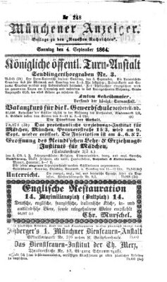 Münchener Anzeiger (Münchner neueste Nachrichten) Sonntag 4. September 1864