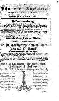 Münchener Anzeiger (Münchner neueste Nachrichten) Dienstag 20. September 1864