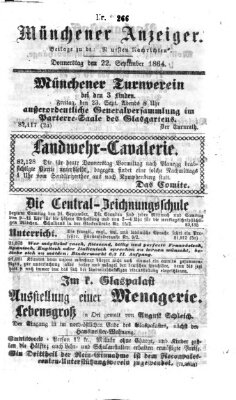 Münchener Anzeiger (Münchner neueste Nachrichten) Donnerstag 22. September 1864